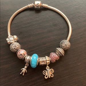 Pandora bracelet with 10 charms